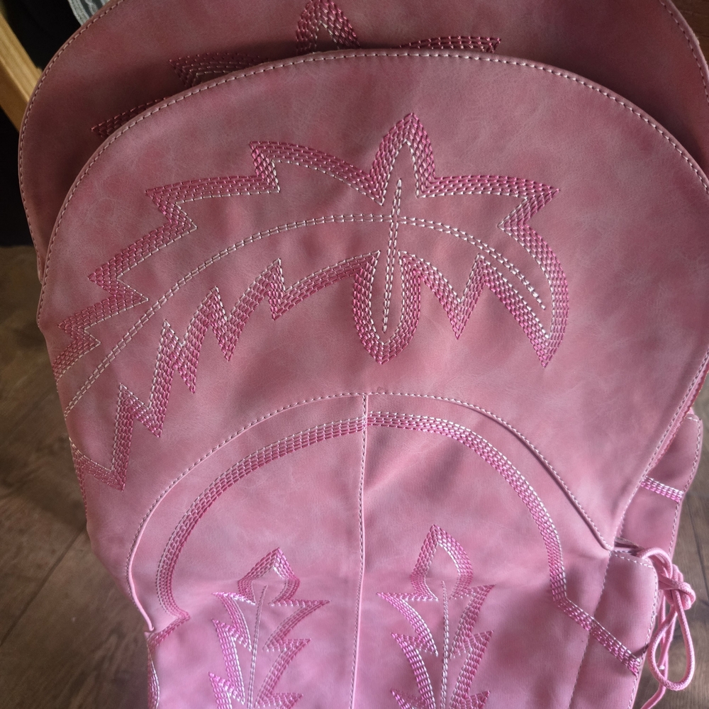 Very Cool Thigh High, Pink Embroidered Western Boots - Picture 8 of 8